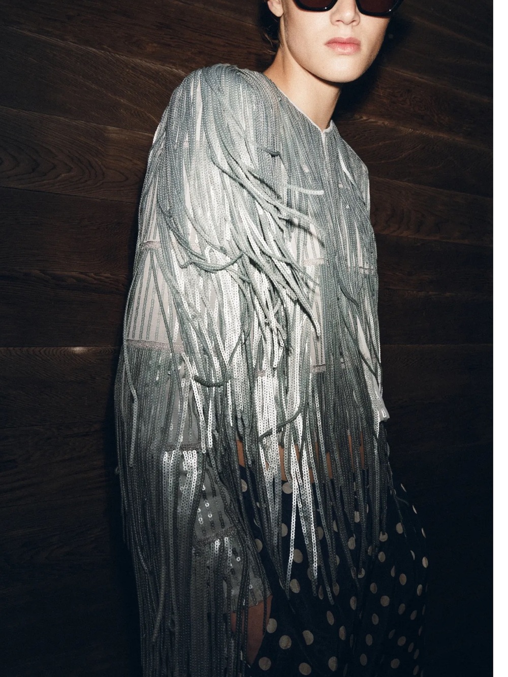Zara ZW Collection Fringed Sequin Jacket in Silver-Stone - Picture 10 of 14